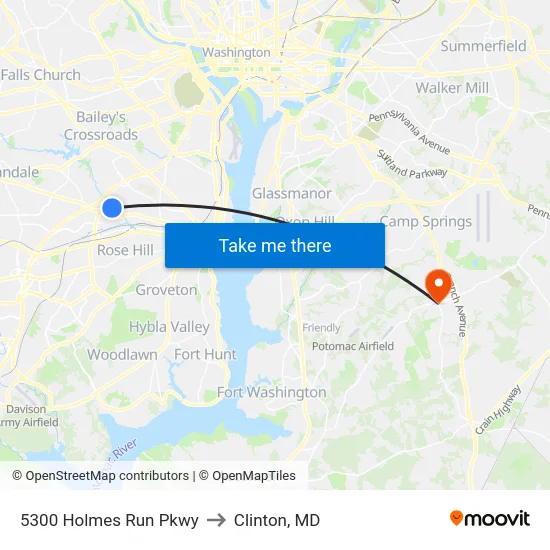 5300 Holmes Run Pkwy to Clinton, MD map