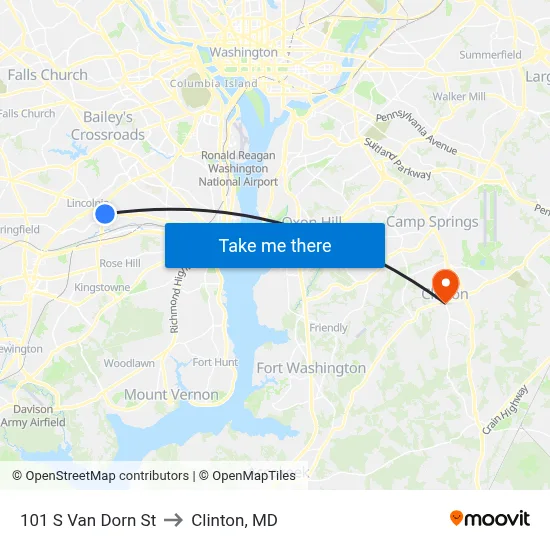 101 S Van Dorn St to Clinton, MD map