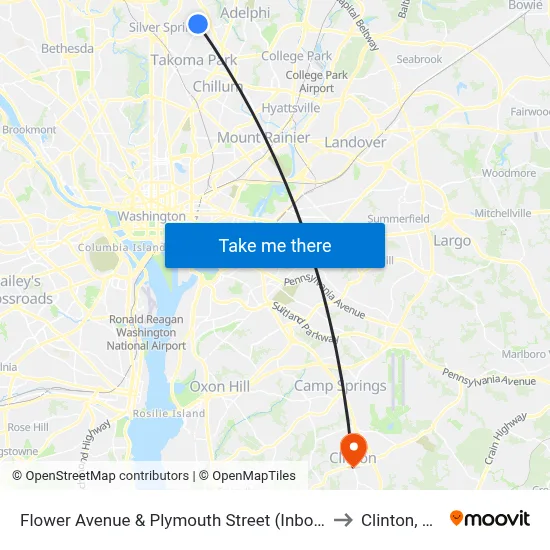 Flower Avenue & Plymouth Street (Inbound) to Clinton, MD map