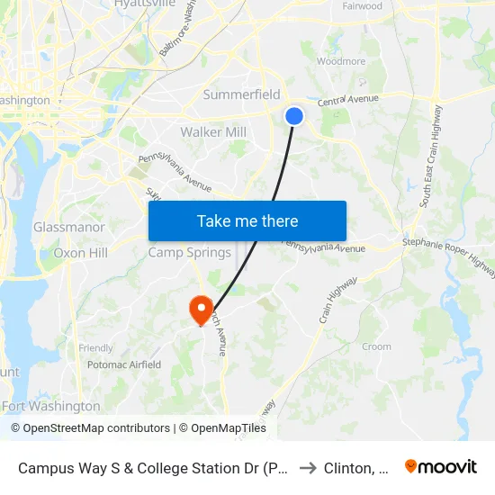 Campus Way S & College Station Dr (Pgcc) to Clinton, MD map