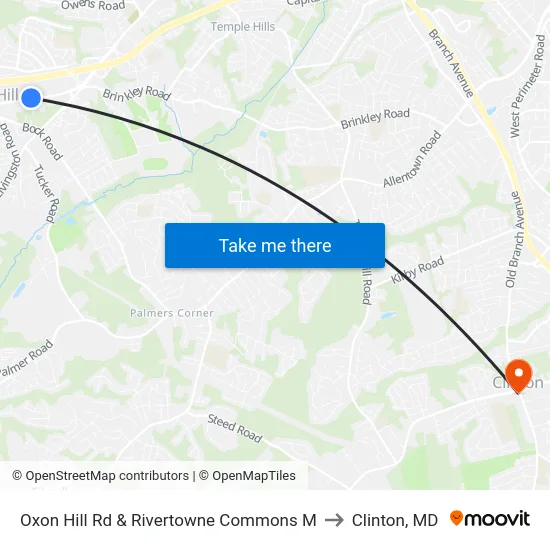 Oxon Hill Rd & Rivertowne Commons M to Clinton, MD map