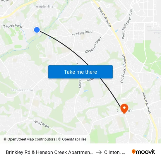Brinkley Rd & Henson Creek Apartments to Clinton, MD map