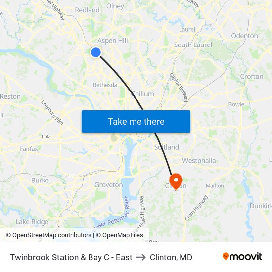 Twinbrook Station & Bay C - East to Clinton, MD map