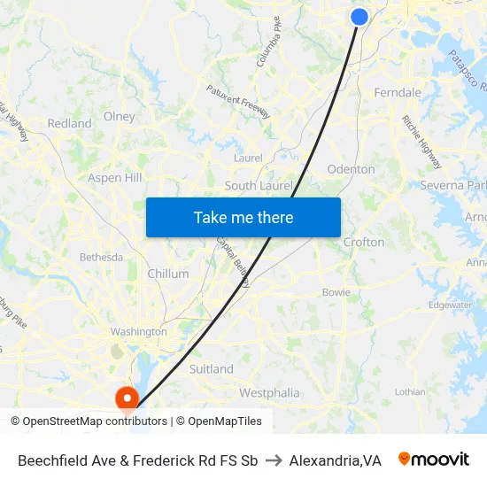 Beechfield Ave & Frederick Rd FS Sb to Alexandria,VA map