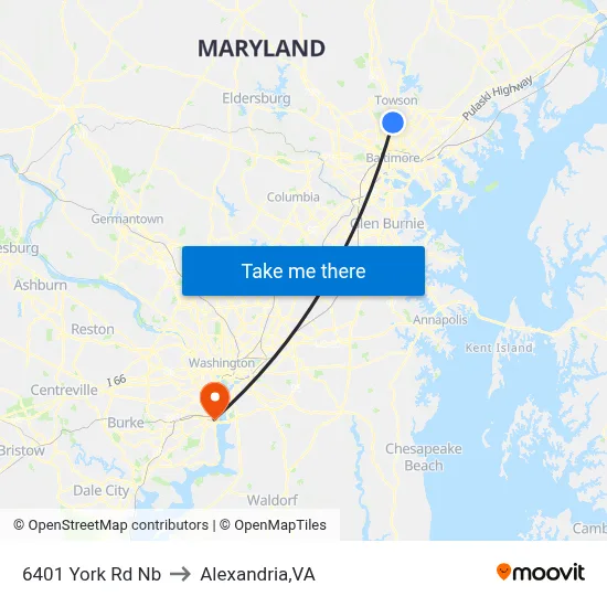 6401 York Rd Nb to Alexandria,VA map