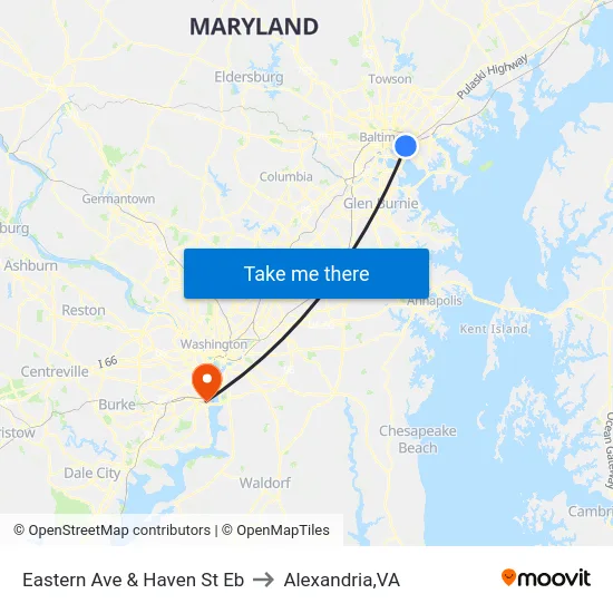 Eastern Ave & Haven St Eb to Alexandria,VA map