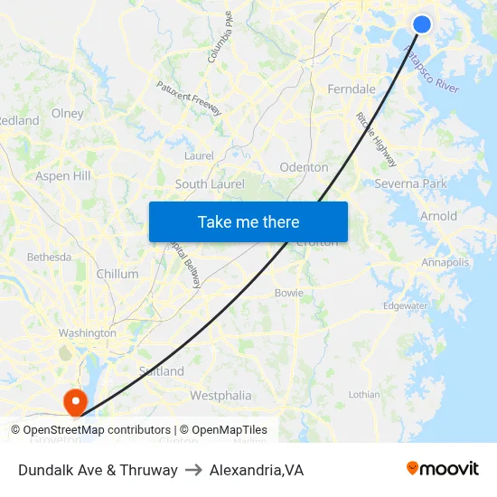 Dundalk Ave & Thruway to Alexandria,VA map