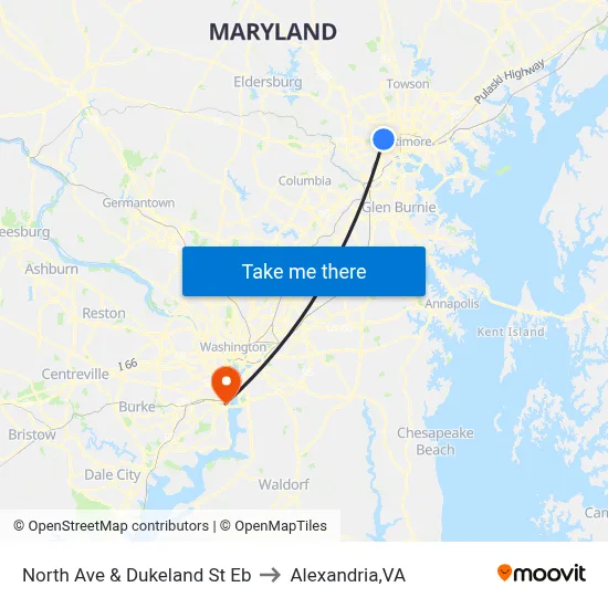 North Ave & Dukeland St Eb to Alexandria,VA map