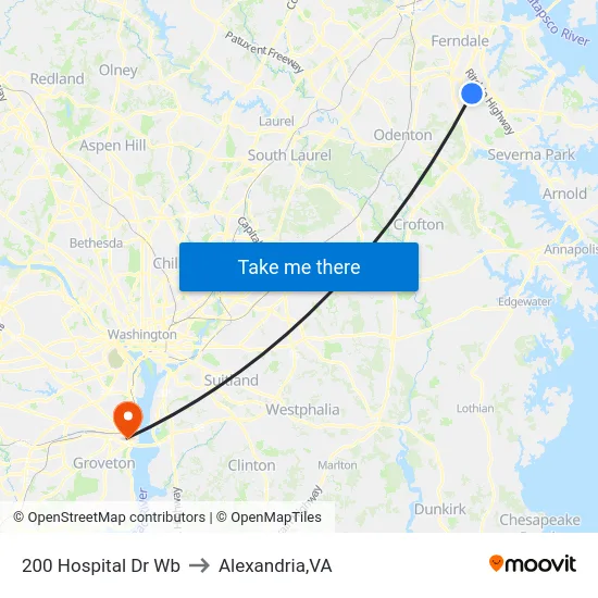 200 Hospital Dr Wb to Alexandria,VA map