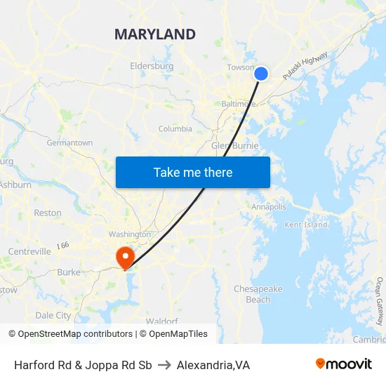 Harford Rd & Joppa Rd Sb to Alexandria,VA map