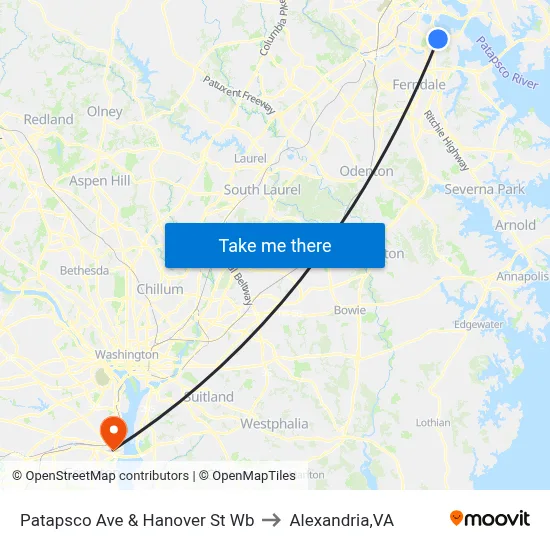 Patapsco Ave & Hanover St Wb to Alexandria,VA map