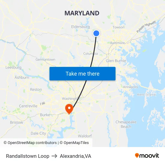 Randallstown Loop to Alexandria,VA map