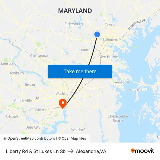 Liberty Rd & St Lukes Ln Sb to Alexandria,VA map