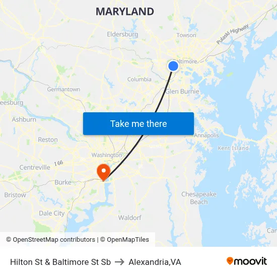 Hilton St & Baltimore St Sb to Alexandria,VA map