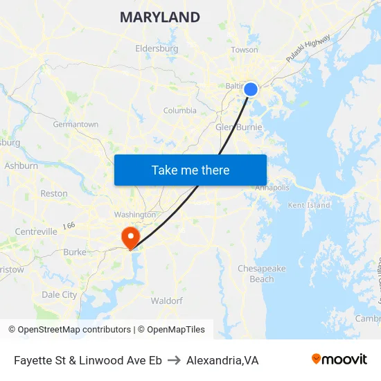Fayette St & Linwood Ave Eb to Alexandria,VA map