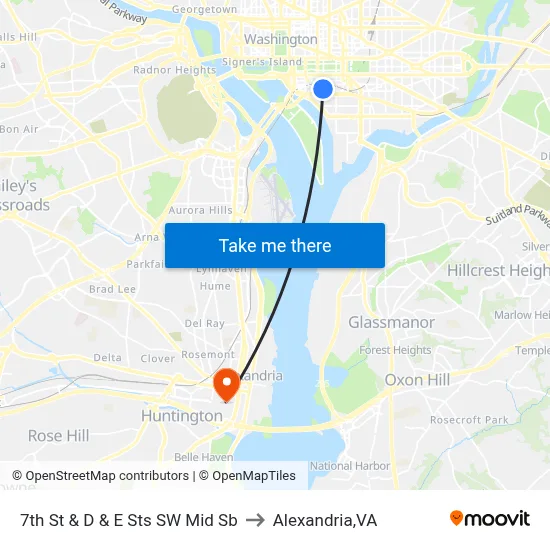 7th St & D & E Sts SW Mid Sb to Alexandria,VA map