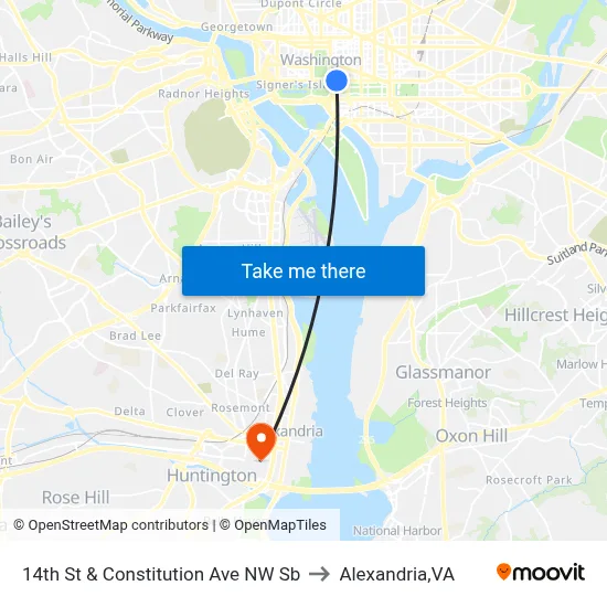 14th St & Constitution Ave NW Sb to Alexandria,VA map