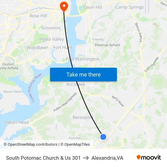 South Potomac Church & Us 301 to Alexandria,VA map