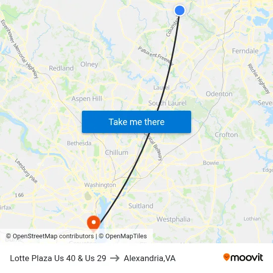 Lotte Plaza Us 40 & Us 29 to Alexandria,VA map
