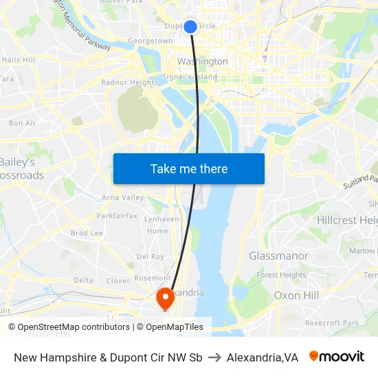 New Hampshire & Dupont Cir NW Sb to Alexandria,VA map