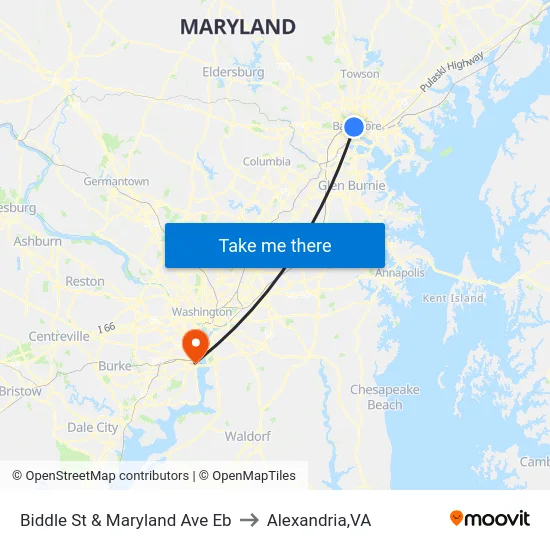 Biddle St & Maryland Ave Eb to Alexandria,VA map
