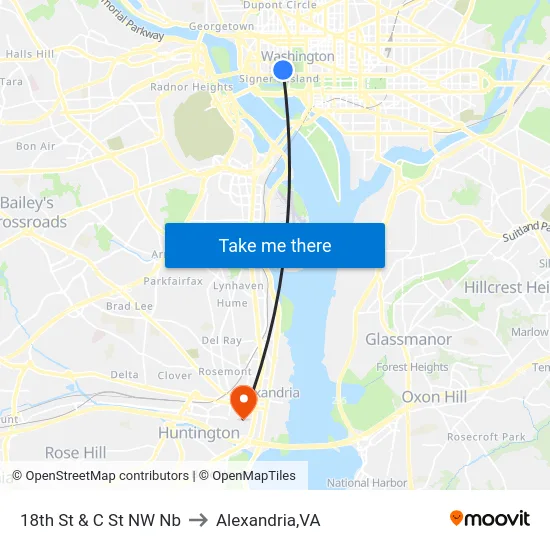 18th St & C St NW Nb to Alexandria,VA map