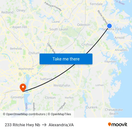 233 Ritchie Hwy Nb to Alexandria,VA map