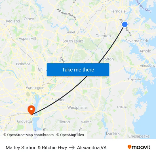 Marley Station & Ritchie Hwy to Alexandria,VA map