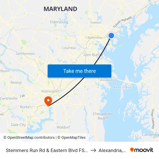 Stemmers Run Rd & Eastern Blvd FS Sb to Alexandria,VA map