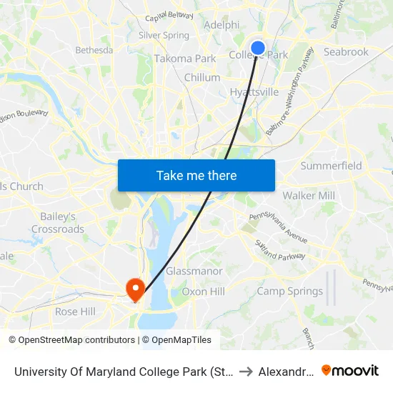University Of Maryland College Park (Stadium Dr.) Nb to Alexandria,VA map
