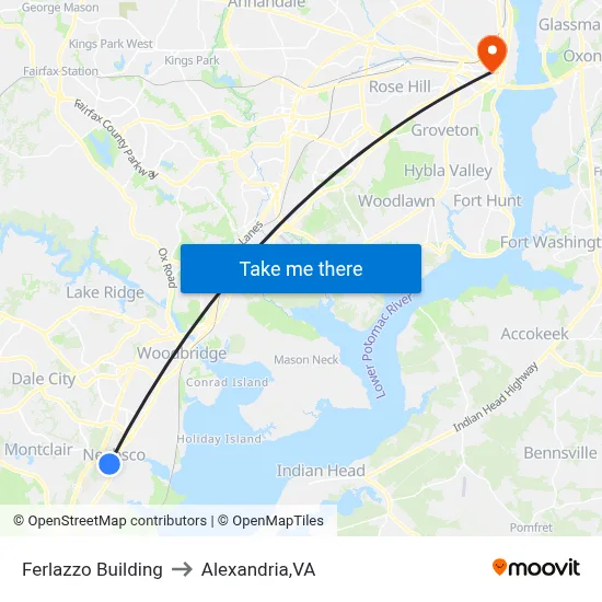 Ferlazzo Building to Alexandria,VA map