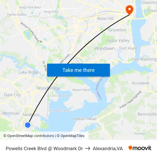 Powells Creek Blvd @ Woodmark Dr to Alexandria,VA map
