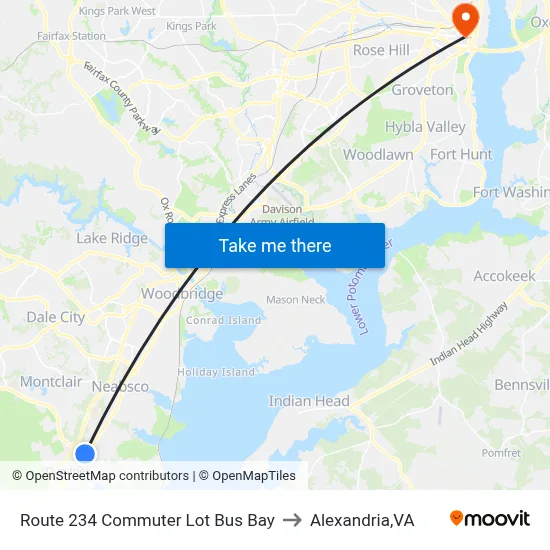 Route 234 Commuter Lot Bus Bay to Alexandria,VA map