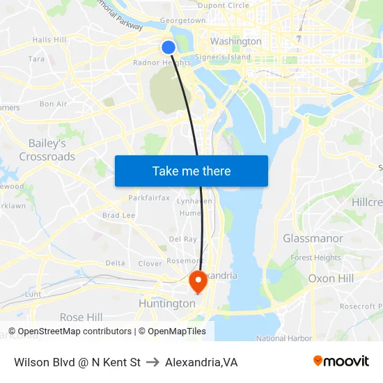 Wilson Blvd @ N Kent St to Alexandria,VA map
