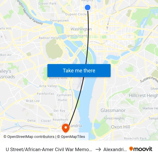 U Street/African-Amer Civil  War Memorial/ Cardozo to Alexandria,VA map