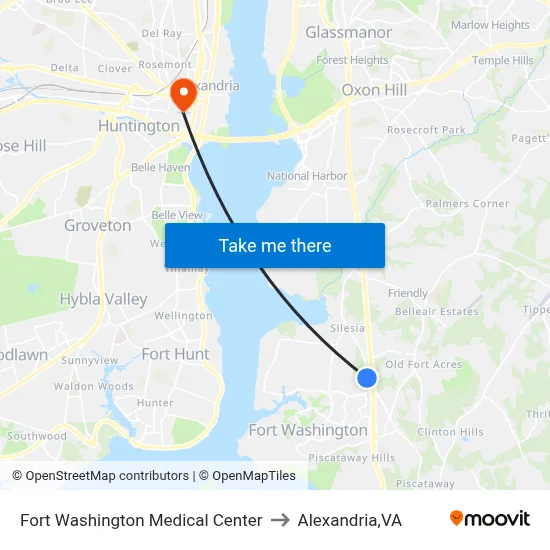 Fort Washington Medical Center to Alexandria,VA map