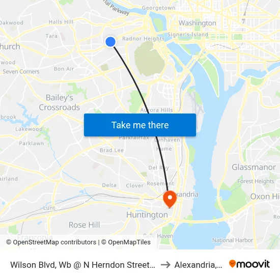 Wilson Blvd, Wb @ N Herndon Street, Ns to Alexandria,VA map
