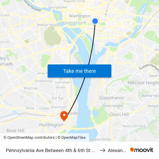 Pennsylvania Ave Between 4th & 6th St Nw (Canadian Embassy) to Alexandria,VA map