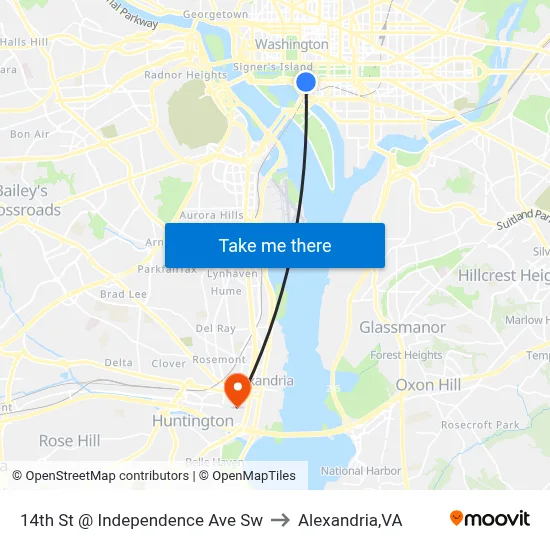 14th St @ Independence Ave Sw to Alexandria,VA map