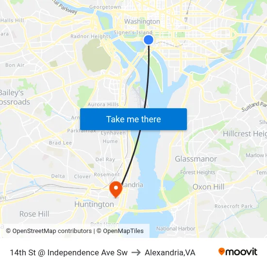 14th St @ Independence Ave Sw to Alexandria,VA map