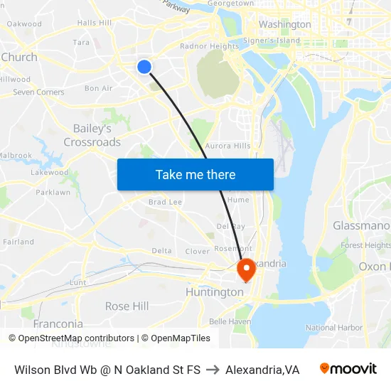 Wilson Blvd Wb @ N Oakland St FS to Alexandria,VA map