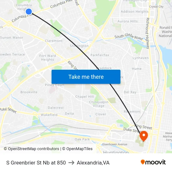 S Greenbrier St Nb at 850 to Alexandria,VA map