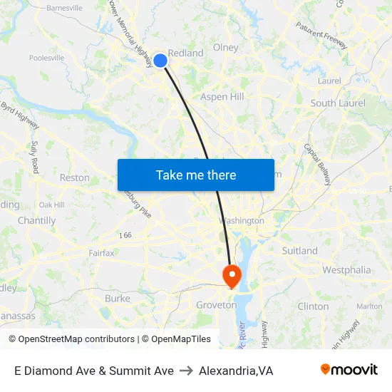 E Diamond Ave & Summit Ave to Alexandria,VA map