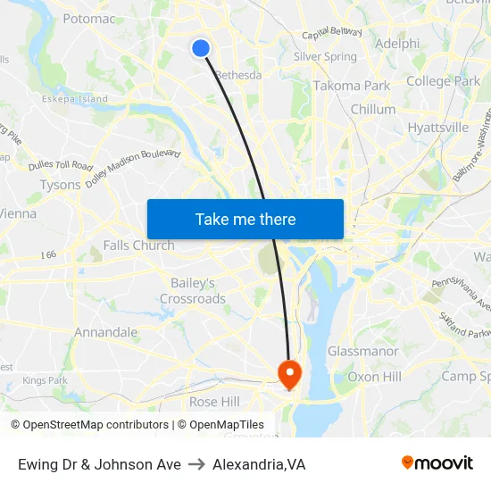 Ewing Dr & Johnson Ave to Alexandria,VA map