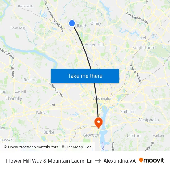 Flower Hill Way & Mountain Laurel Ln to Alexandria,VA map