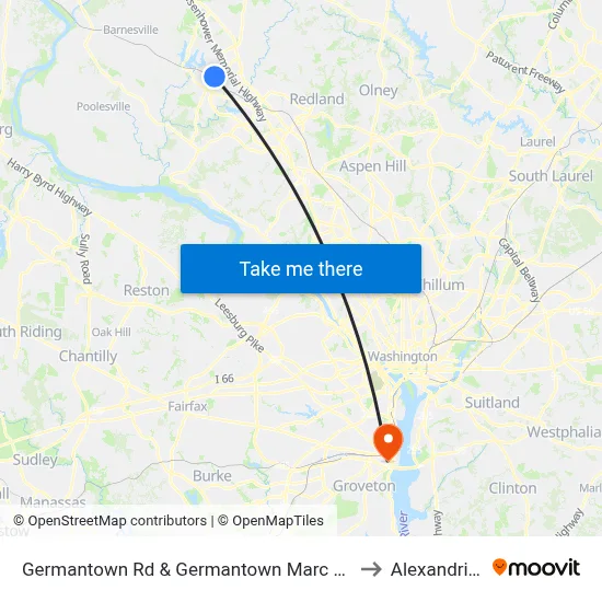 Germantown Rd & Germantown Marc Park & Ride to Alexandria,VA map