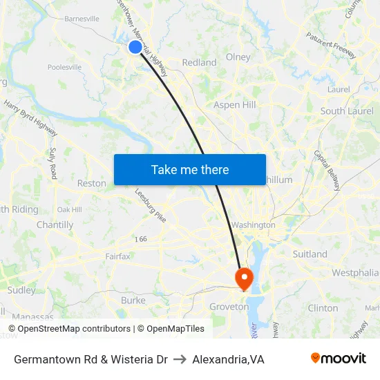 Germantown Rd & Wisteria Dr to Alexandria,VA map