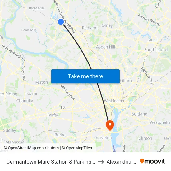 Germantown Marc Station & Parking Lot to Alexandria,VA map