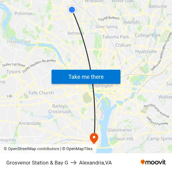 Grosvenor Station & Bay G to Alexandria,VA map