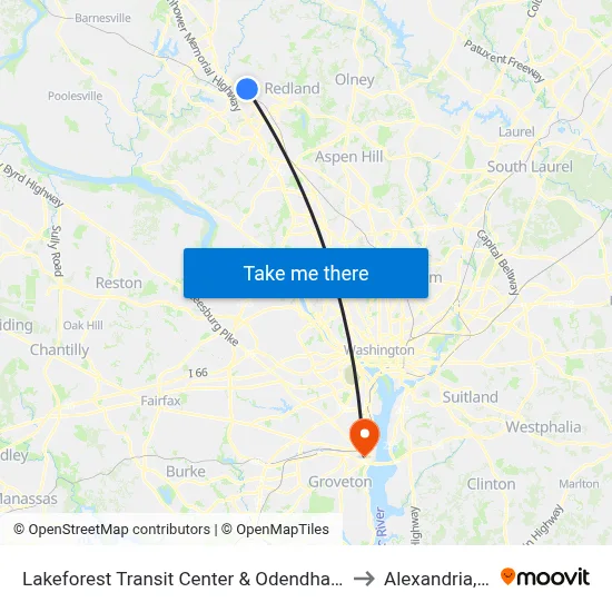 Lakeforest Transit Center & Odendhal Ave to Alexandria,VA map